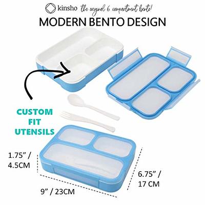 kinsho Bento Lunch Box Kids & Adult: Leakproof Containers for Boys & Girls  with 3 Compartments - School, Daycare, Meal Planning Portion Control  Container, BPA-Free Boxes, Utensils, Blue 1 pack - Yahoo Shopping