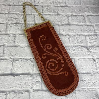 Vintage 1970's Era Rust Colored Italian Suede Embroidered Ladies' Purse Or  Handbag With Gold Chain Handle - Yahoo Shopping