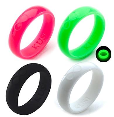 women's silicone wedding ring -5 Rings Pack -Mix Collection Rinfit Designed  Silicone Rubber Ring. Thin 2.5 / 5.5 mm wide - Thin rubber Wedding Bands