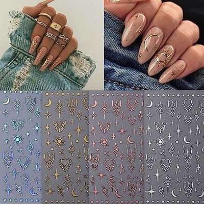 3D Nail Stickers Glitter Gold Silver Laser Wave Line Decals Nail