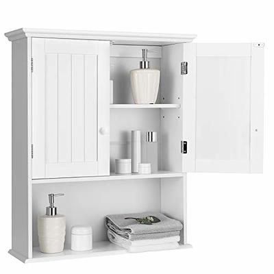 TaoHFE Bathroom Cabinet Wall Mounted Grey Designer Bathroom Wall Cabinet  Medicine Cabinet with Double Shutter Doors 3 Tier Adjustable Shelf with Towel  Rack Over The Toilet Storage Cabinet Laundry - Yahoo Shopping