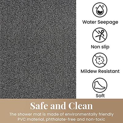 Non-Slip Shower Mat 24X16 - Quick Drying PVC Loofah Bath Mat, Grey