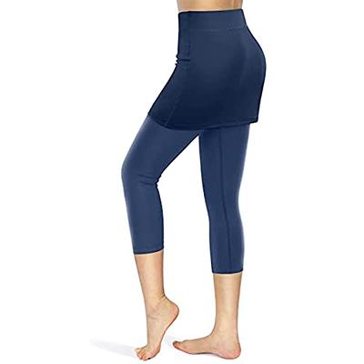 uSecee Skirted Leggings for Women High Waist Gym Yoga Leggings Tennis Golf  Capris Skorts Tummy Control Workout Athletic Pants Navy - Yahoo Shopping