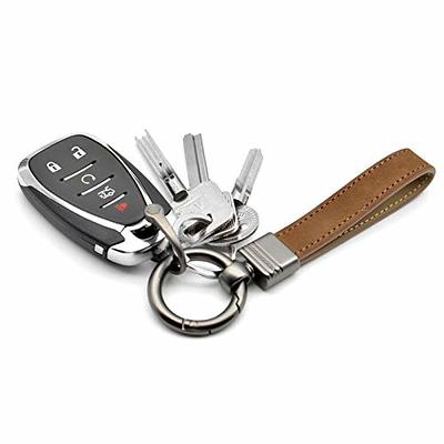 QBUC Genuine Leather Car Keychain,Universal Heavy Duty Metal Key Chain Accessories,Car Fob Key Keychain Holder with 360 Degree Rotatable Snap Swivel