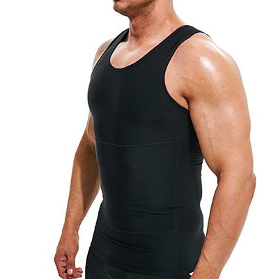 Mens Compression Shirt Slimming Undershirt Body Shaper Vest Workout Tank  Tops Shapewear Abs Abdomen Black M - Yahoo Shopping