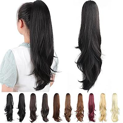 Long Wavy Straight Claw Clip on Ponytail Hair Extension Synthetic Ponytail Extension, Human Hair Ponytail Hair for Women Pony Tail Hair Hairpiece