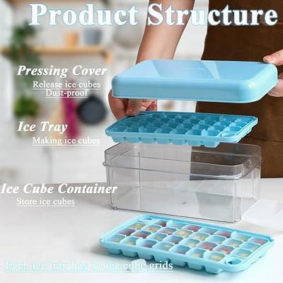 1 Set Ice Cube Tray with Lid and Bin,Plastic Ice Cube Trays for Freezer,Easy  Release & Save Space, 2 Ice Trays with Scoop for Whiskey, Cocktail