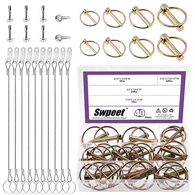 Swpeet 50Pcs 4 Sizes Spring-Loaded Lynch Pin Linch Pin and