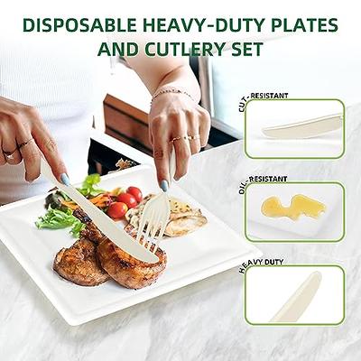 Gezond 350pcs Compostable Paper Plates Set Eco-friendly Heavy-duty  Disposable Cutlery Includes Biodegradable Forks, Knives, Spoons, Cups and  Straws