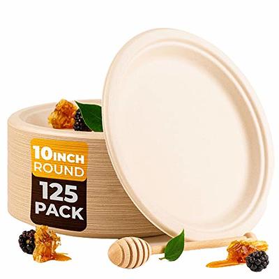 Comfy Package Round Compostable Plates Disposable Heavy Duty Paper