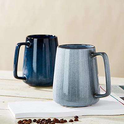 Large Pottery Coffee Mug 24 oz - Oversized Tea Cup - Ceramic Soup Mug with Handle - 1 Pcs (Green to Blue)