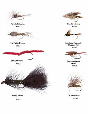 Fishing On The Fly, 64 Essential Flies for Trout Kit, Hand-Tied Dry Flies,  Nymphs, Streamers (Essential Fly Assortment, Waterproof Fly Box, 64 Flies