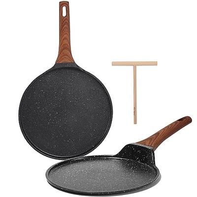 ESLITE LIFE Nonstick Crepe Pan with Spreader, 8 Inch Granite Coating Flat  Skillet Tawa Dosa Tortilla Pan, Compatible with All Stovetops (Gas,  Electric