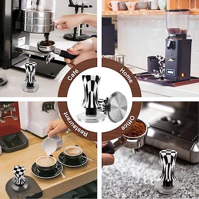 Espresso Tamper Calibrated Pressure for Coffee Machine Accessories Tool,  Refined Handle, Stainless Steel Flat Base 53mm Black 