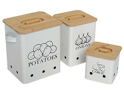 Xbopetda Food Storage Container for Potato, Onion and Garlic, Canister Sets  for Kitchen Counter, Square Vegeatable Storage Pots, Kitchen Storage Jars  with Aerating Tin Storage Holes & Lid-Gray - Yahoo Shopping