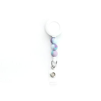 Beaded purple & silver badge reel