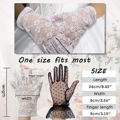 Luckyvestir Lace Gloves, Elegant Long White Black Tea Party Gloves