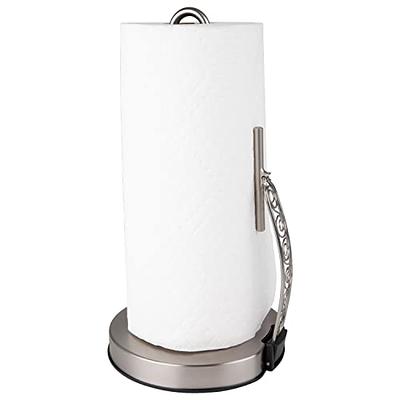 Spectrum White Plastic Wall Mount Folding Paper Towel Holder