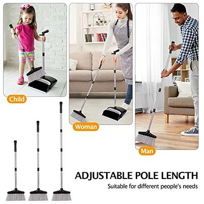 XXFLOWER Broom and Dustpan Set with Long Handle, Light Weight Stainless  Steel Poles Stand Upright Dustpans with Broom Combo for Home Kitchen Office  Pet Dog Hair (Black-Grey) - Yahoo Shopping