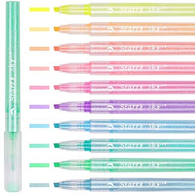 NiArt 10-Pack Glitter Marker Highlighter Pens, Chisel Fine Tip