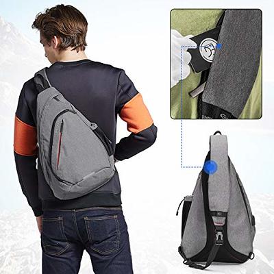 Hanke Sling Bag Men Backpack Unisex One Shoulder Bag Hiking Travel Backpack Crossbody with USB Port Versatile Casual Daypack