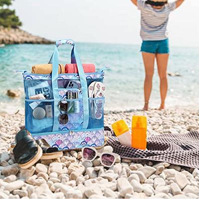  Beach Bags Waterproof Sandproof, Mesh Beach Bag for