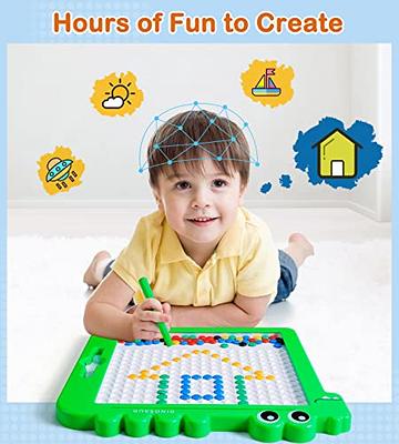 Magnetic Drawing Board for Toddlers &Kids Ages 4-8, Large Magnetic Dot Art  Board with Two Pens and Beads, Doodle Board Montessori Educational