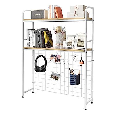 2 Tier Desktop Bookshelf Organization Rack - Adjustable Desk