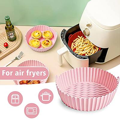 2Pcs Silicone Air Fryer Liner, 7.9'' Liners Reusable Pot, Food Grade Baking  Tray Greaseproof Airfryer Basket Rack Accessories, Compatible with Ninja