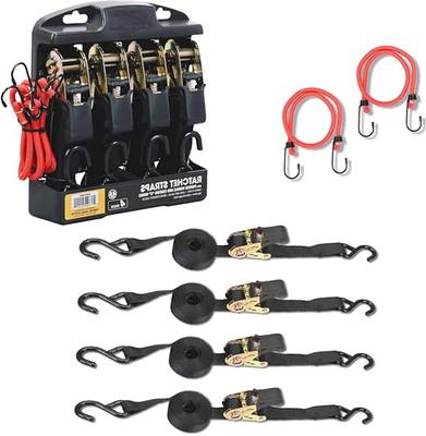  Stanley S10002 Black/Yellow 1 x 10' Ratchet Tie Down Straps -  Light Cargo Securing (1,500 lbs Break Strength), 2 Pack : Tools & Home  Improvement