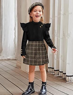 Aulyffo Toddler Girl Fall Outfits 4T 5T Toddler Girl Clothes Black