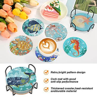 Billbotk 8 Pieces Diamond Painting Coasters Kit with Holder