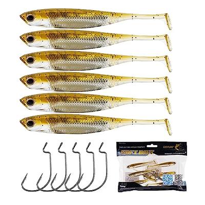 Goture Soft Plastic Baits with Worm Hooks Kit 11pcs, Paddle Tail