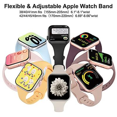 2 Packs Compatible with Apple Watch Band 38mm 40mm 41mm 42mm 44mm 45mm for  Women Men, Soft Silicone Replacement Bands Straps for iWatch Apple Watch  Series 7/6/5/4/3/2/1/SE 