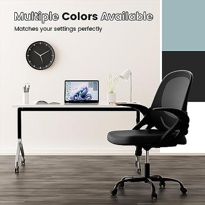 Ergonomic Office Chair, Comfort Home Office Task Chair, Lumbar Support  Computer Chair with Flip-up Arms and Adjustable Height(White) 