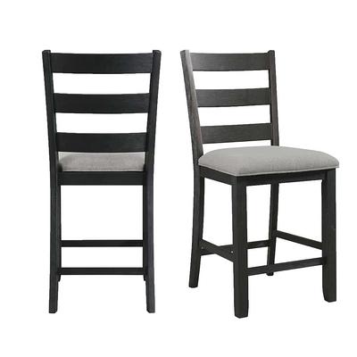 Furniture of America Ambrilla 41 in. Satin Plated and Black High Back Metal Extra Tall Foot Rest Cushioned Bar Stools (Set of 2)