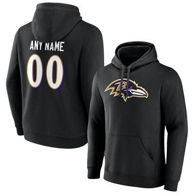 Custom Baltimore Ravens Men's Black Name & Number Logo Long Sleeve T-Shirt 