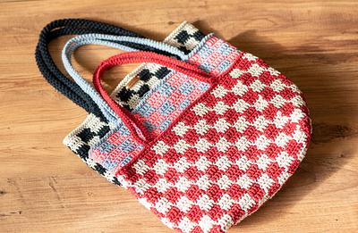 Checkered Crochet Shoulder Bag