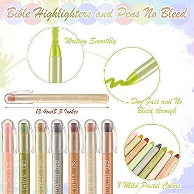 Bible Highlighters With Soft Chisel Tip, 8 Pack No Bleed Through  Highlighters, Bible Safe Markers, Quick Dry Highlighters Set Pastel Tones 