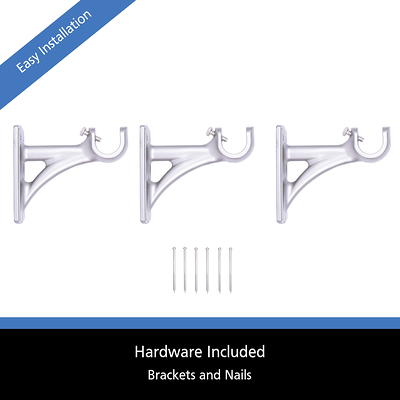 Mainstays Fast Fit Easy Install Single Curtain Rod Brackets, 3/4 in. to 1 in. Diameter