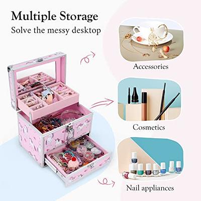 Mebbay Acrylic Jewelry Organizer with 4 Drawers, Velvet Jewelry Drawer Box  for Earring Necklace Ring & Bracelet, Clear Jewelry Display Storage Case