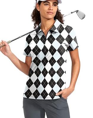 Viodia Women's Golf Shirt Short Sleeve with Zip Up Quick Dry