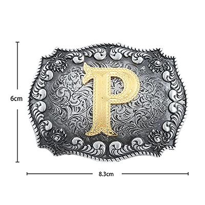  Vintage Fashion Western Belt Buckle A to Z Initial Letter  Cowboy Belt Buckles for Men : Clothing, Shoes & Jewelry