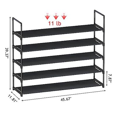 HITHIM 5 Tier Long Shoe Rack,Stackable Wide Shoe Shelf for Shoe