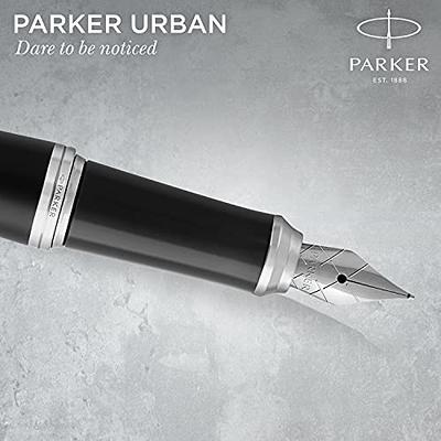  Parker 51 Fountain Pen Black Barrel with Chrome Trim Fine Nib  with Black Ink Cartridge Gift Box : Office Products