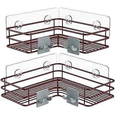 Nieifi Adhesive Corner Shower Caddy Shelf Basket Rack with Hooks, Rust  Proof Stainless Steel Bathroom Shelf Shampoo Holder No Drilling 2  Pack（Bronze） - Yahoo Shopping