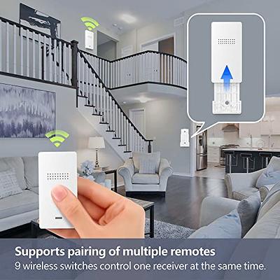 RunLessWire Simple Wireless Light Switch Kit, No-Wires and Battery-Free Light Switches for Home (1 Receiver and 1 Light Switch) #RW9-SKWH