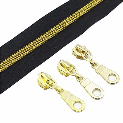 YaHoGa #5 Gold Metallic Nylon Coil Zippers by The Yard Bulk Black Tape 10  Yards with 25pcs Gold Sliders for DIY Sewing Tailor Craft Bag (Gold Black)  - Yahoo Shopping