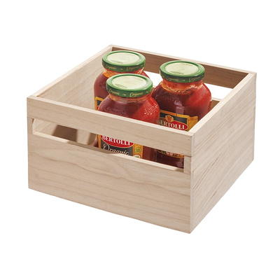 iDesign Recycled Plastic Storage Handles and Paulownia Wood Lid, Medium Bin