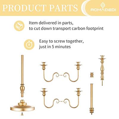 (Gold) - Metal Candle Holder 5-arms Candle Stand 27cm Tall Wedding Event  Candelabra Candle Stick (Gold)